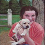 artist watercolor painting vs oil painting puppy